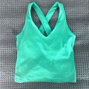 girlfriend collective green tank top with cross-back design